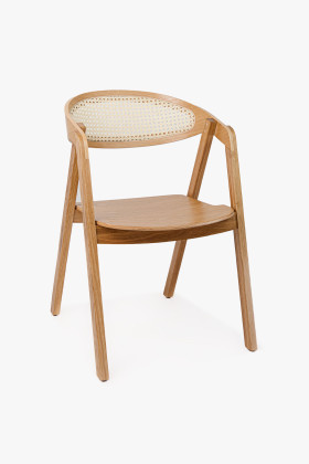 Stapelbarer Eichenstuhl mit Rattan, natur, modern